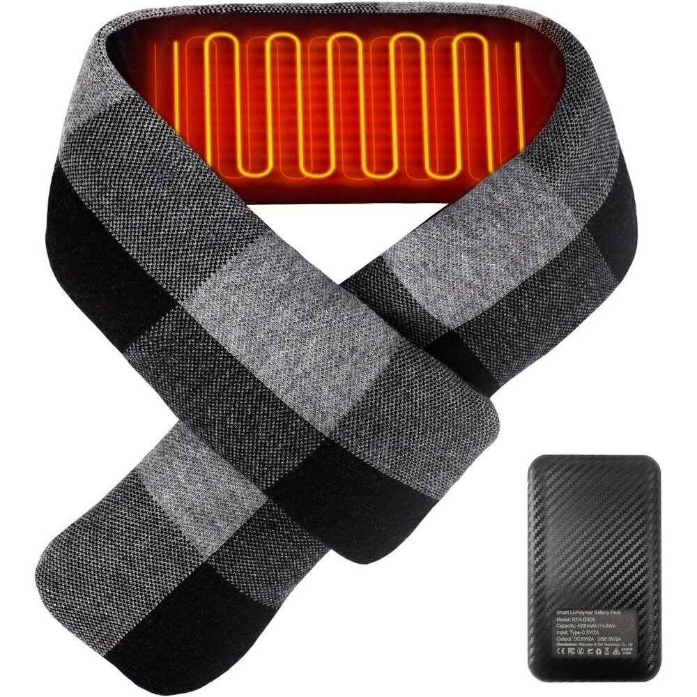 Heated Scarf Rechargeable Battery Warm Neck Warmer Unisex Winter Accessory